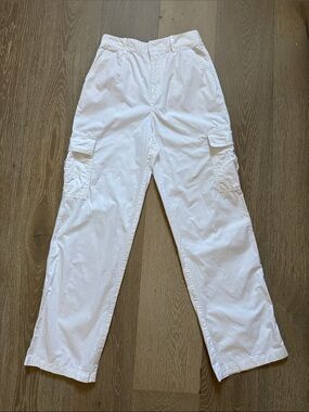Zara White Cargo Pocket Pants